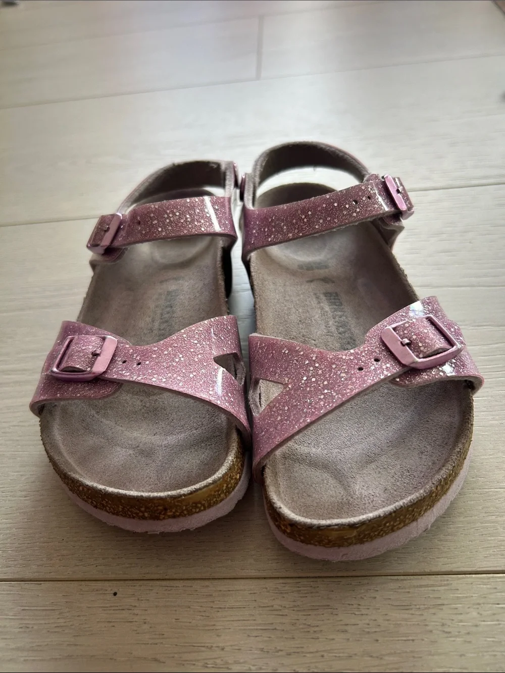 Birkenstock Kids Pink Glitter Buckle Sandals
